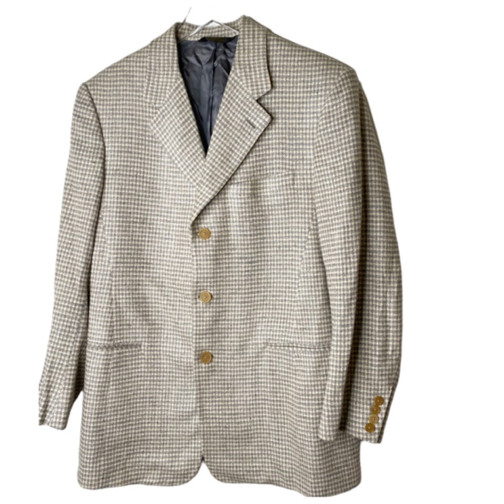Vintage Donna Karan New York Couture 1980’s Houndstooth Silk Blazer Jacket 40Reg